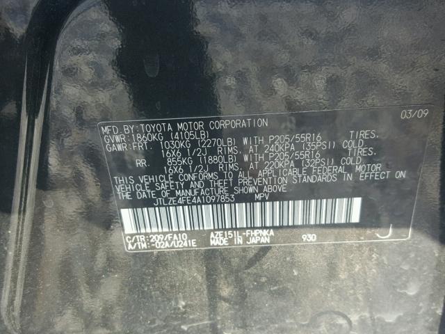 JTLZE4FE4A1097853 - 2010 TOYOTA SCION XB Schwarz Foto 10