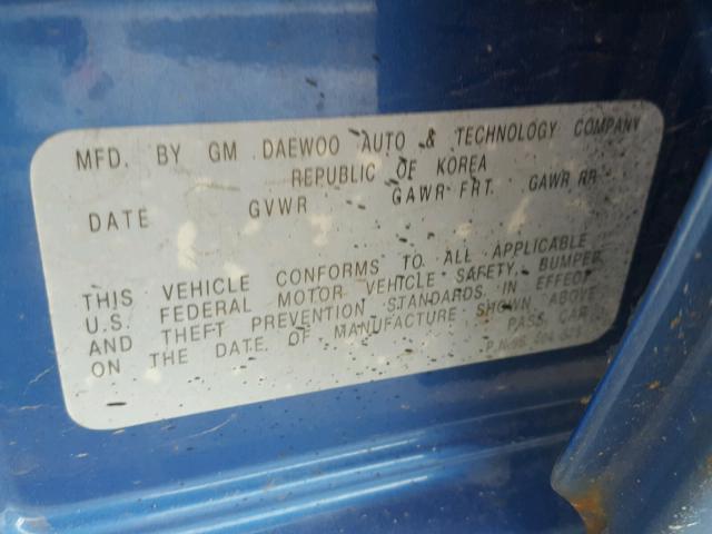 KL1TJ62604B146334 - 2004 CHEVROLET AVEO LS BLUE photo 10