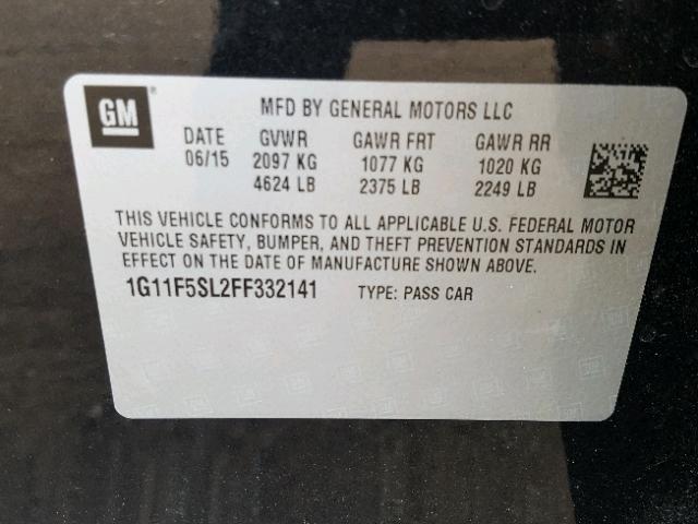 1G11F5SL2FF332141 - 2015 CHEVROLET MALIBU LTZ 黑色 照片 10