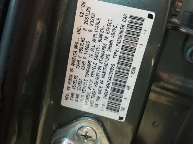 1HGCP36879A036929 - 2009 HONDA ACCORD BLUE photo 10