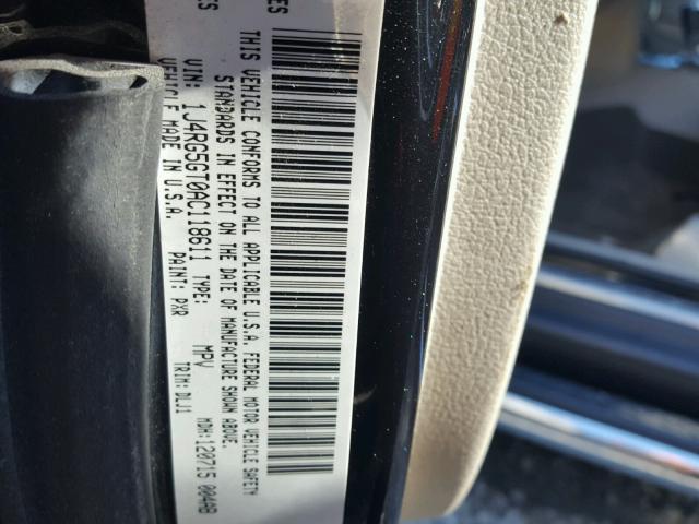 1J4RG5GT0AC118611 - 2010 JEEP COMMANDER BLACK photo 10