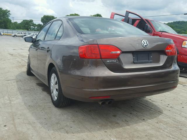 3VW2K7AJ6BM333271 - 2011 VOLKSWAGEN JETTA BASE 棕色 照片 3