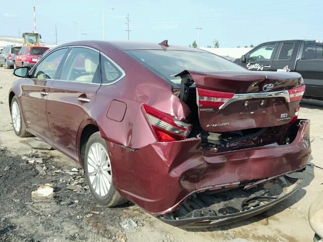 4T1BD1EB5DU016749 - 2013 TOYOTA AVALON HYB MAROON photo 3