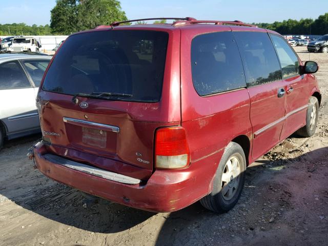 KNDUP131626302111 - 2002 KIA SEDONA EX MAROON photo 4