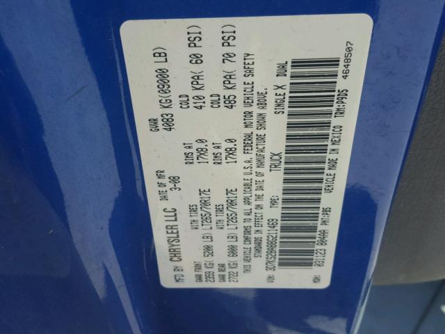 3D7KS28A88G211469 - 2008 DODGE RAM 2500 S Կապույտ լուսանկար 10