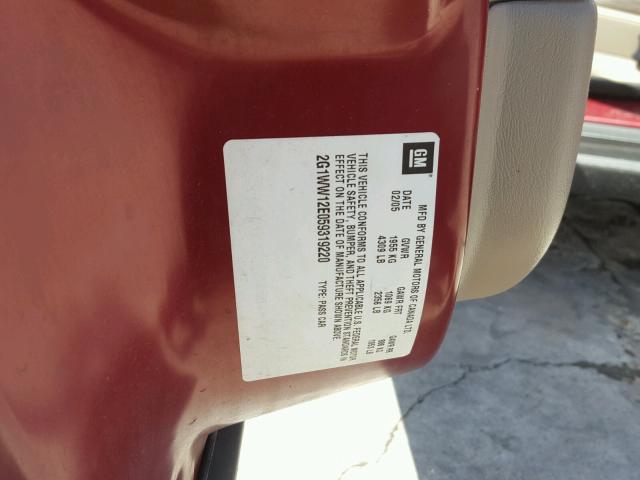 2G1WW12E059319220 - 2005 CHEVROLET MONTE CARL წითელი ფოტო 10