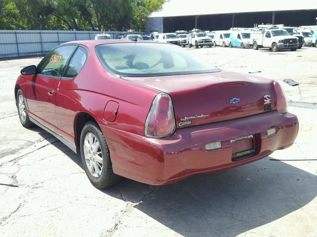 2G1WW12E059319220 - 2005 CHEVROLET MONTE CARL წითელი ფოტო 3