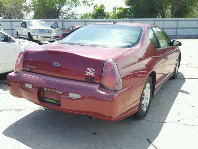2G1WW12E059319220 - 2005 CHEVROLET MONTE CARL წითელი ფოტო 4