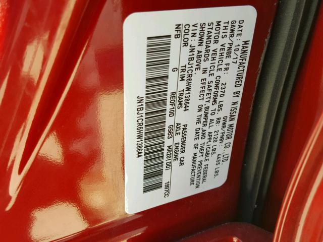 JN1BJ1CR6HW138644 - 2017 NISSAN ROGUE SPOR RED photo 10