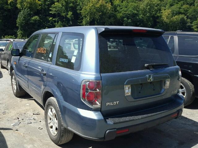 5FNYF18127B012831 - 2007 HONDA PILOT LX BLUE photo 3