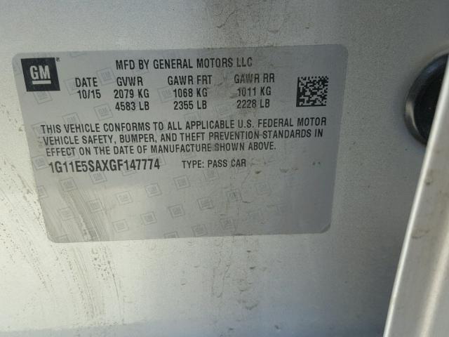 1G11E5SAXGF147774 - 2016 CHEVROLET MALIBU LIM 银色 照片 10