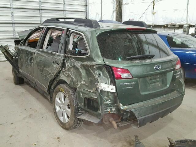 4S4BRBCC1B3411226 - 2011 SUBARU OUTBACK 2. GREEN photo 3