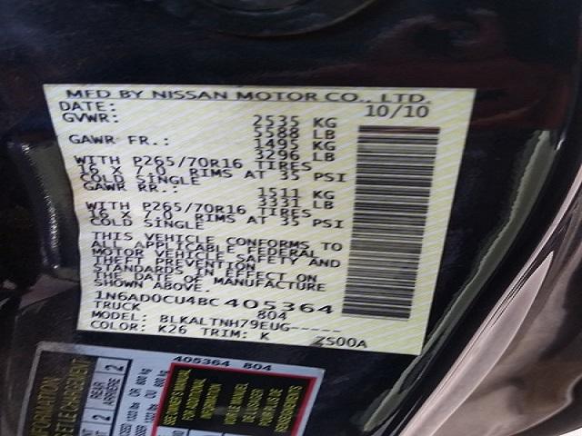 1N6AD0CU4BC405364 - 2011 NISSAN FRONTIER GRAY photo 10