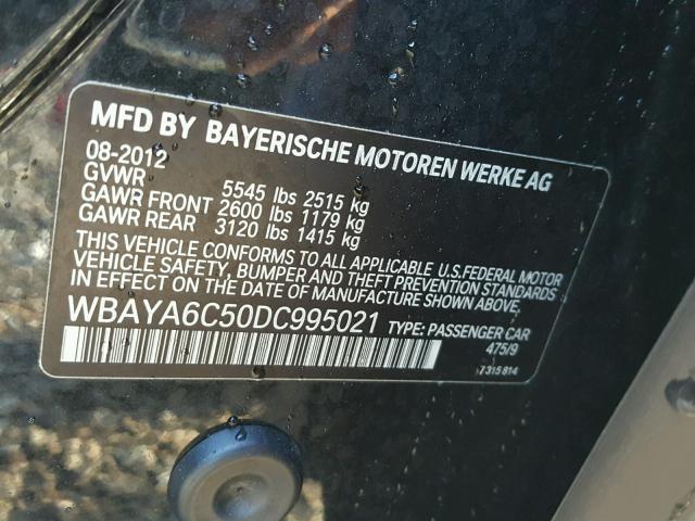 WBAYA6C50DC995021 - 2013 BMW 740 I BLACK photo 10