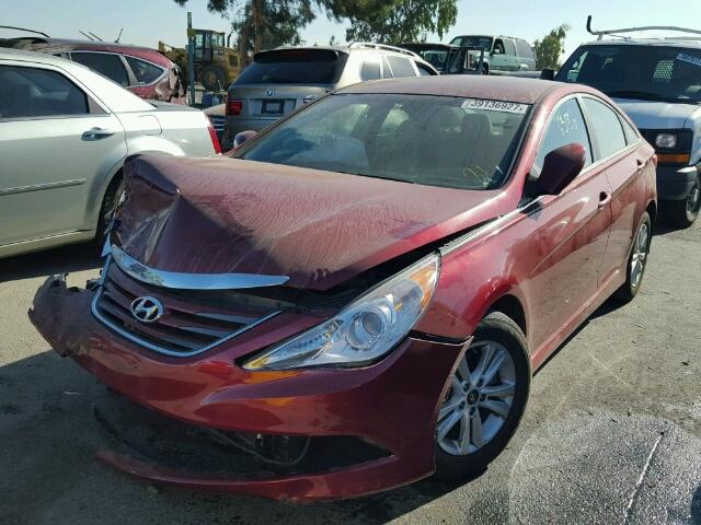 5NPEB4AC0EH901640 - 2014 HYUNDAI SONATA GLS BURGUNDY photo 2