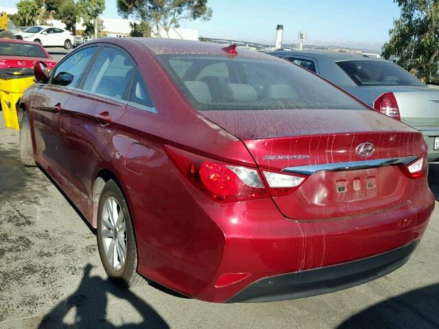 5NPEB4AC0EH901640 - 2014 HYUNDAI SONATA GLS BURGUNDY photo 3