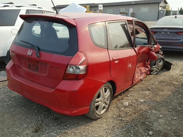 JHMGD386X7S809791 - 2007 HONDA FIT S RED photo 4