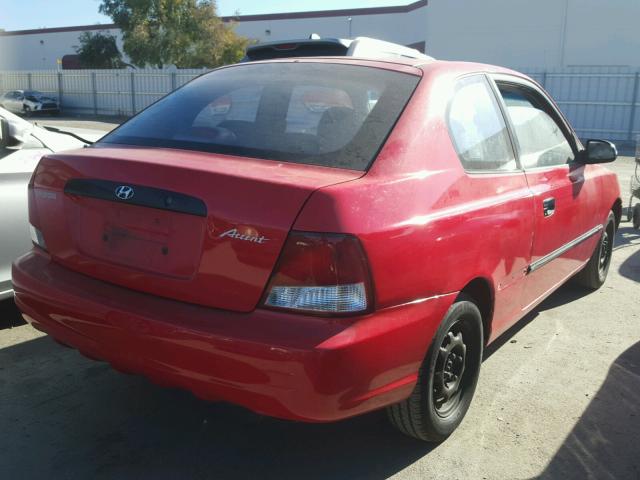 KMHCF35G01U107817 - 2001 HYUNDAI ACCENT L RED photo 4