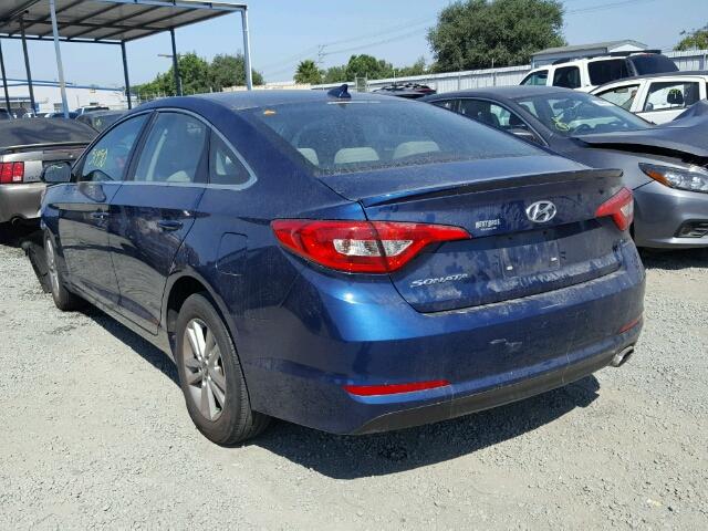 5NPE24AF2FH215062 - 2015 HYUNDAI SONATA BLUE photo 3