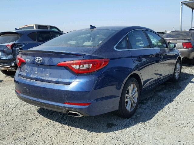 5NPE24AF2FH215062 - 2015 HYUNDAI SONATA BLUE photo 4