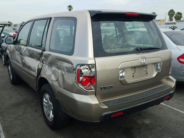 5FNYF28196B042817 - 2006 HONDA PILOT LX BEIGE photo 3