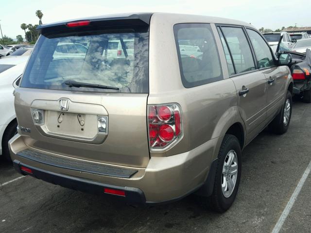 5FNYF28196B042817 - 2006 HONDA PILOT LX BEIGE photo 4