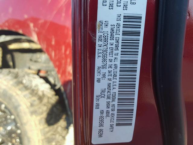1C6RR7KT9DS606766 - 2013 RAM 1500 ST RED photo 10
