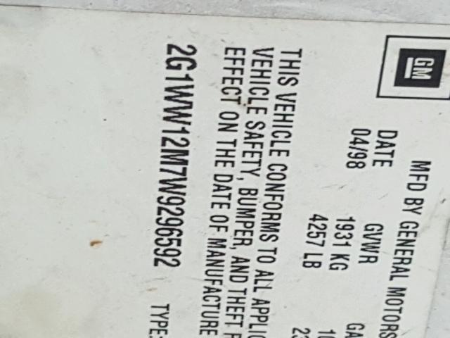 2G1WW12M7W9296592 - 1998 CHEVROLET MONTE CARL 白色 照片 10