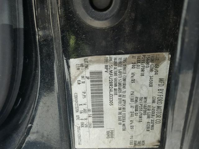 5LMFU28R24LJ33305 - 2004 LINCOLN NAVIGATOR BLACK photo 10