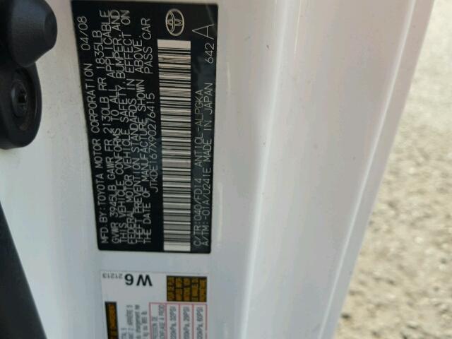 JTKDE167X90276415 - 2009 TOYOTA SCION TC 白色 照片 10