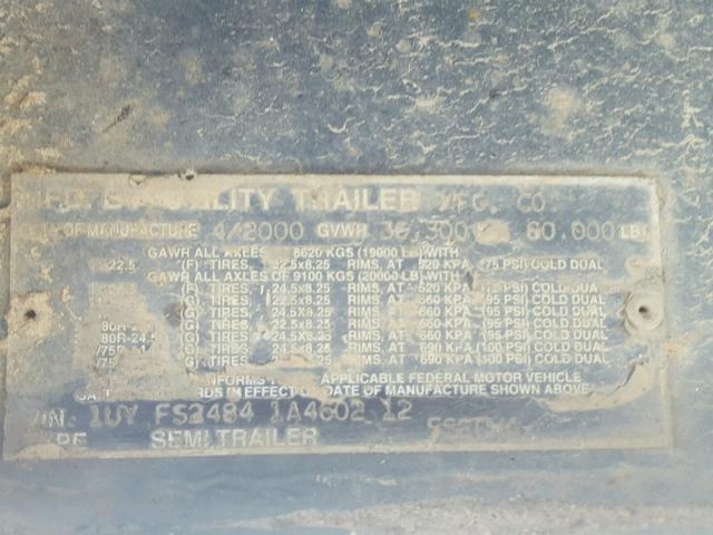 1UYFS24841A460212 - 2001 UTILITY TRAILER SILVER photo 10