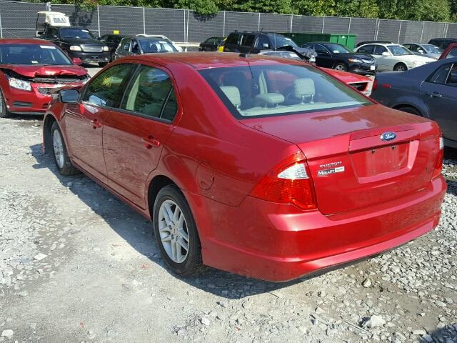 3FAHP0GA2CR429809 - 2012 FORD FUSION S RED photo 3