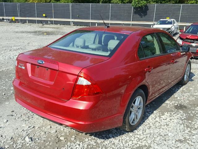 3FAHP0GA2CR429809 - 2012 FORD FUSION S RED photo 4