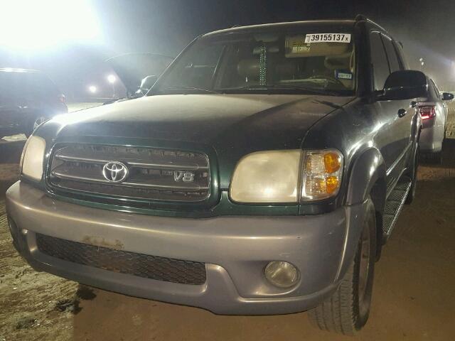 5TDZT34A42S091597 - 2002 TOYOTA SEQUOIA SR GREEN photo 2