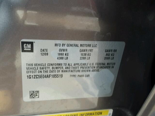 1G1ZC5E04AF185519 - 2010 CHEVROLET MALIBU 1LT 棕色 照片 10