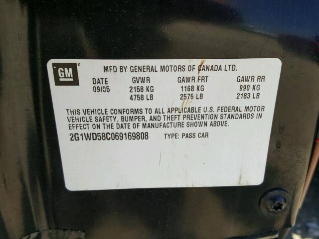 2G1WD58C069169808 - 2006 CHEVROLET IMPALA SUP 黑色 照片 10