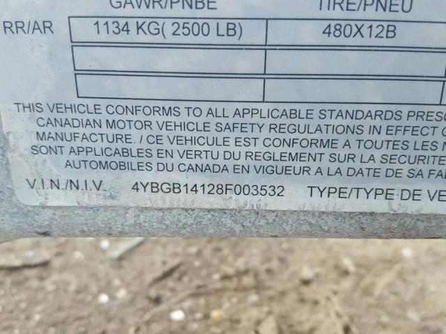 4YBGB14128F003532 - 2008 BOAT TRAILER SILVER photo 10