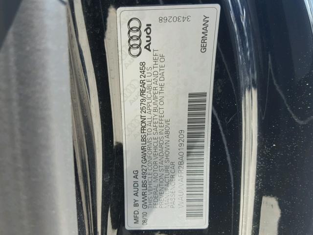WAUVVAFR2BA019209 - 2011 AUDI S5 PRESTIG BLACK photo 10