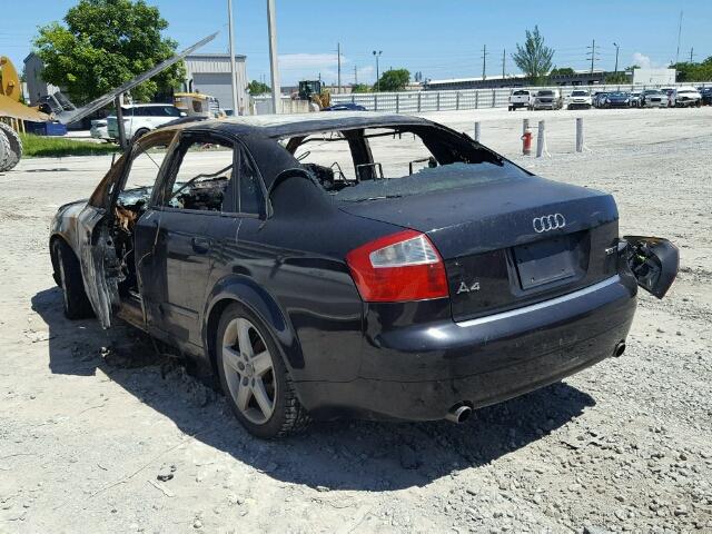 WAUJC68E14A188670 - 2004 AUDI A4 BLACK photo 3