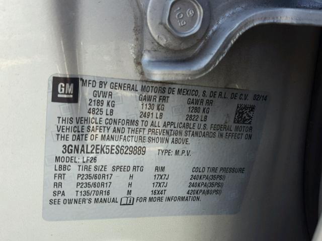 3GNAL2EK5ES629889 - 2014 CHEVROLET CAPTIVA LS 金色 照片 10