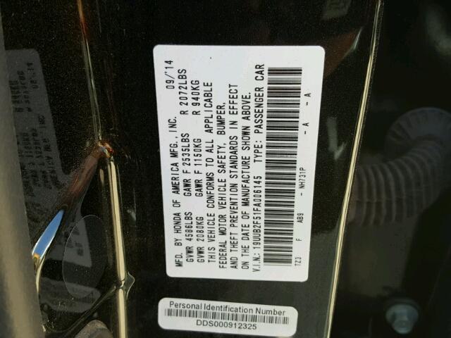 19UUB2F51FA006145 - 2015 ACURA TLX TECH BLACK photo 10