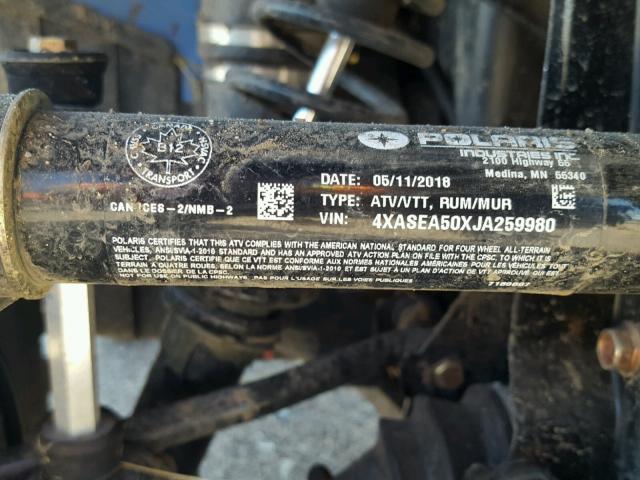 4XASEA50XJA259980 - 2018 POLARIS SPORTSMAN 蓝色 照片 10