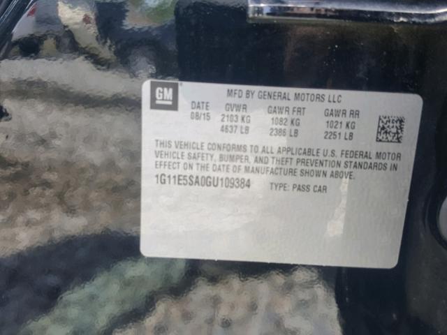 1G11E5SA0GU109384 - 2016 CHEVROLET MALIBU LIM 黑色 照片 10