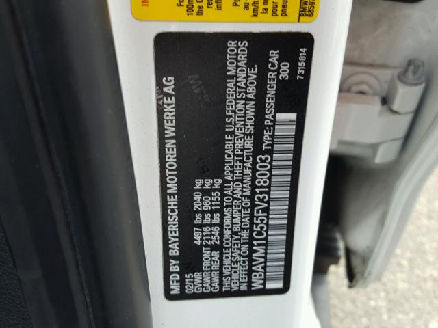 WBAVM1C55FV318003 - 2015 BMW X1 SDRIVE2 白色 照片 10