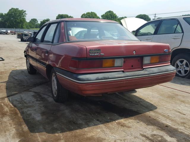 1FAPP36XXMK111316 - 1991 FORD TEMPO GL RED photo 3