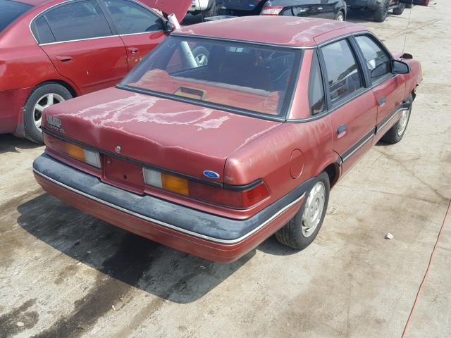 1FAPP36XXMK111316 - 1991 FORD TEMPO GL RED photo 4