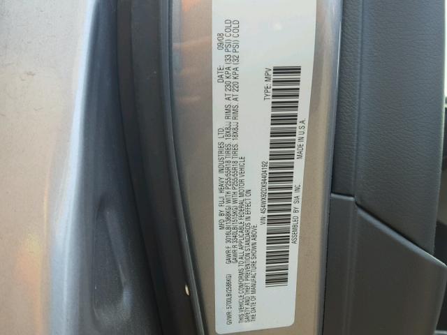 4S4WX92DX94404192 - 2009 SUBARU TRIBECA LI 灰色 照片 10