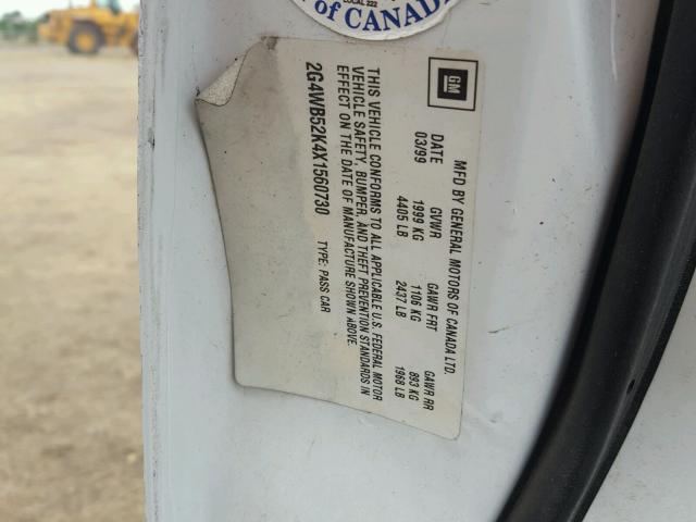 2G4WB52N4X1560730 - 1999 BUICK REGAL LS 白色 照片 10