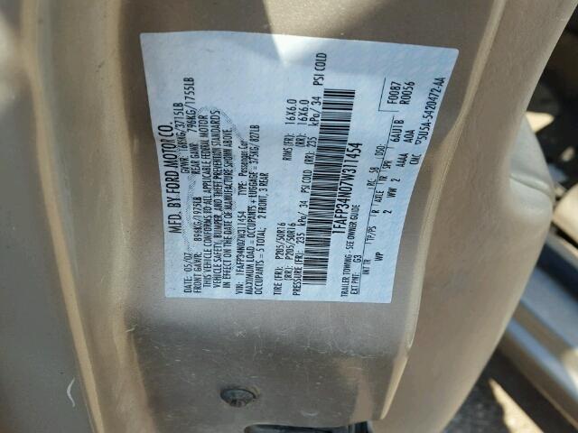 1FAFP34N07W311454 - 2007 FORD FOCUS ZX4 GOLD photo 10
