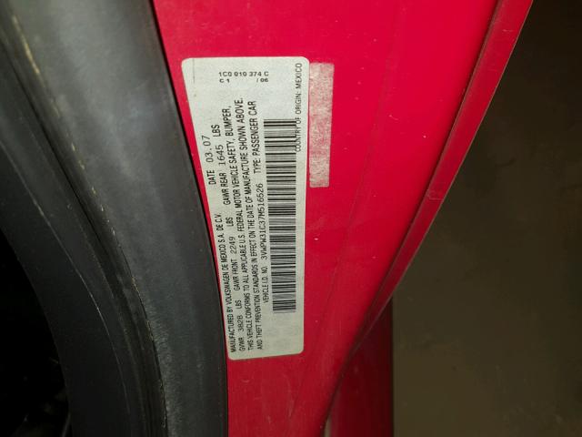 3VWPW31C37M516526 - 2007 VOLKSWAGEN NEW BEETLE Qırmızı foto 10